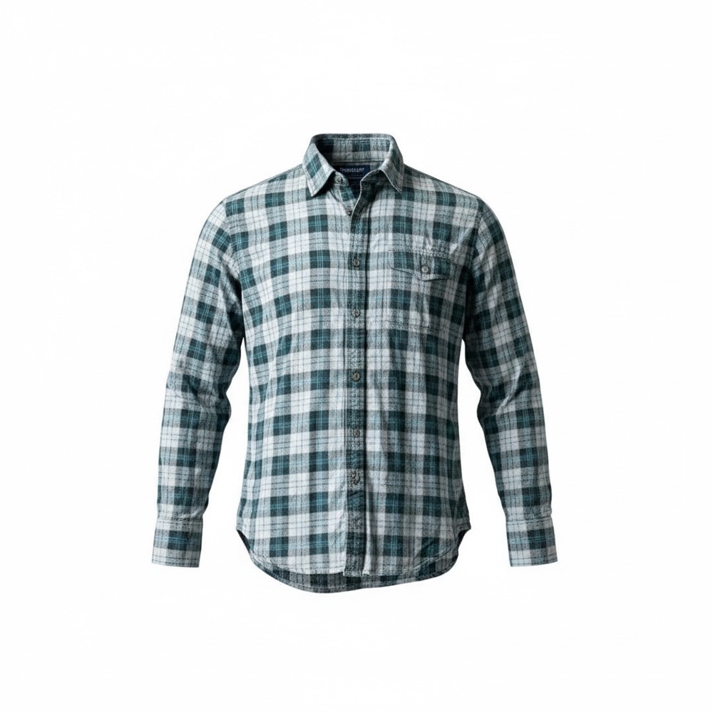 American Eagle Men's Slim Fit Long Sleeve Blue Gray Plaid  Shirt Size Small